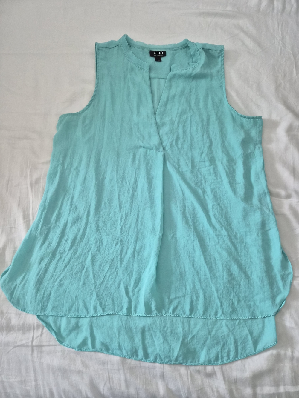 a.n.a Sleeveless Split V-Neck Camisole in Aqua Blue